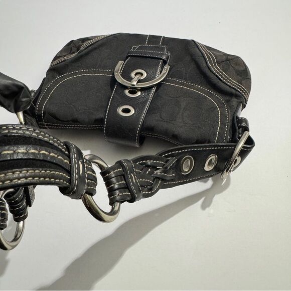 Vintage Coach 6171 Y2K Soho Bag Purse Baguette Jacquard Monogram Leather Black - Picture 3 of 13